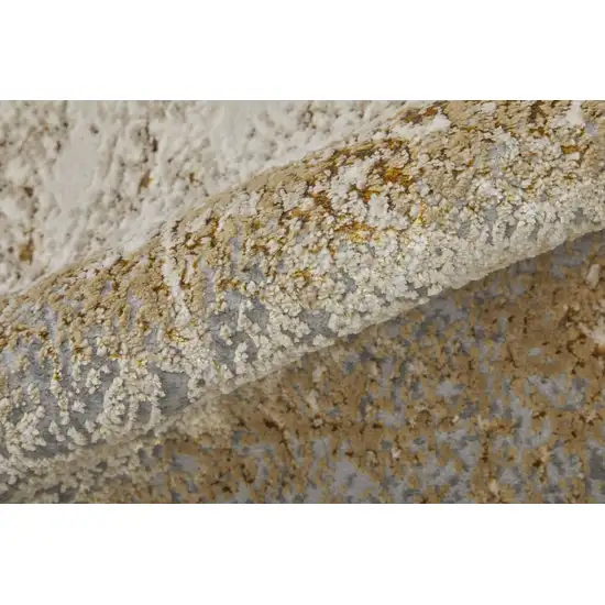 Ivory Gray and Brown Abstract Power Loom Worn Faded Area Rug Photo 9