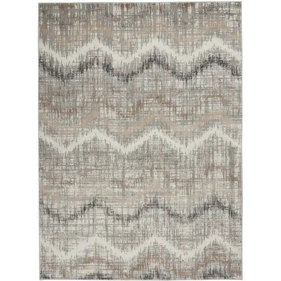 Ivory Gray and Brown Chevron Non Skid Area Rug Photo 1