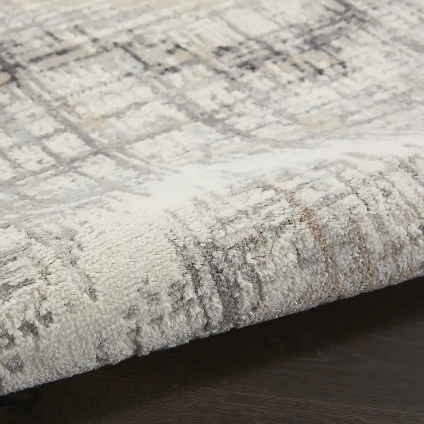 Ivory Gray and Brown Chevron Non Skid Area Rug Photo 5