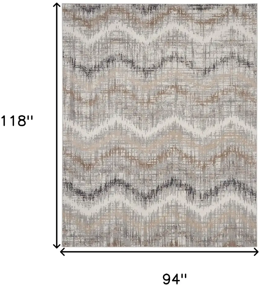 Ivory Gray and Brown Chevron Non Skid Area Rug Photo 3