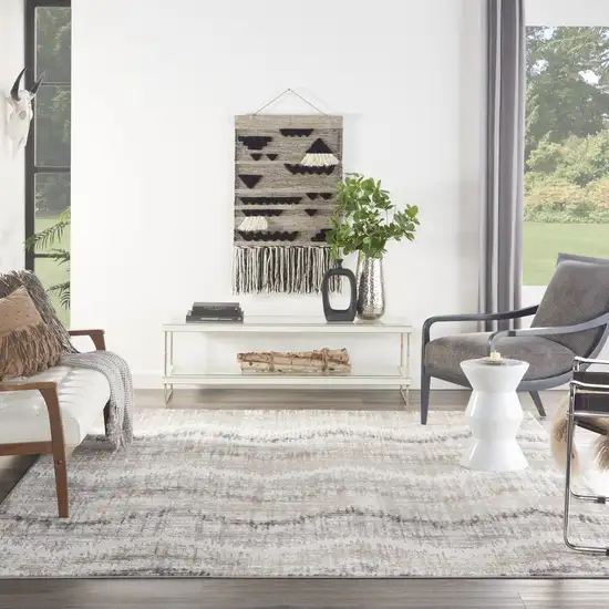 Ivory Gray and Brown Chevron Non Skid Area Rug Photo 5