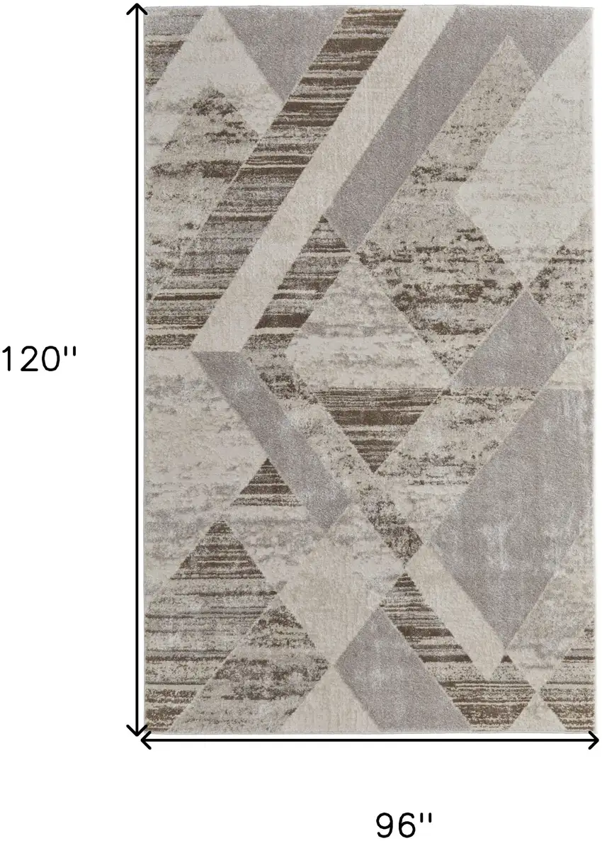 Ivory Gray and Brown Geometric Power Loom Area Rug Photo 3