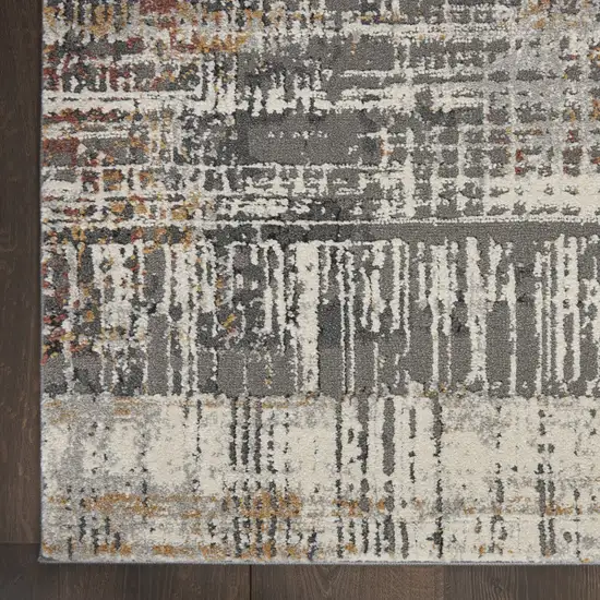 Ivory Gray and Golden Brown Abstract Area Rug Photo 8