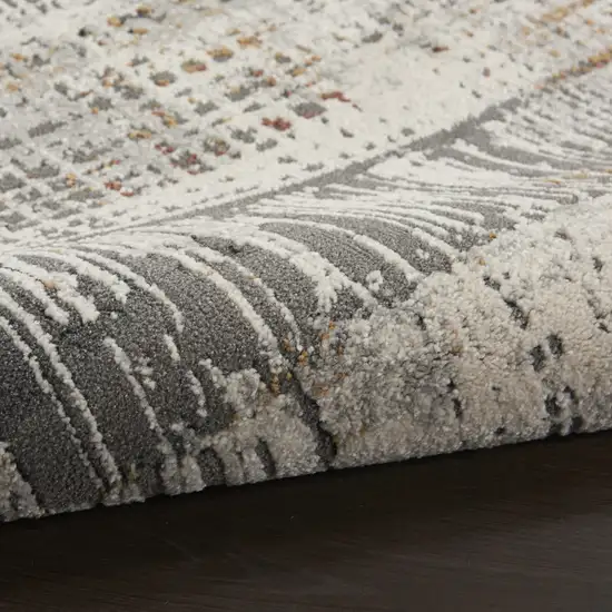 Ivory Gray and Golden Brown Abstract Area Rug Photo 9