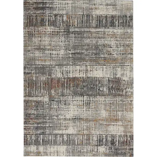 Ivory Gray and Golden Brown Abstract Area Rug Photo 8