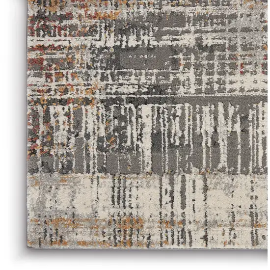 Ivory Gray and Golden Brown Abstract Area Rug Photo 9