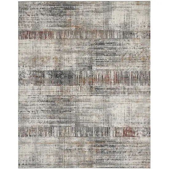 Ivory Gray and Golden Brown Abstract Area Rug Photo 8