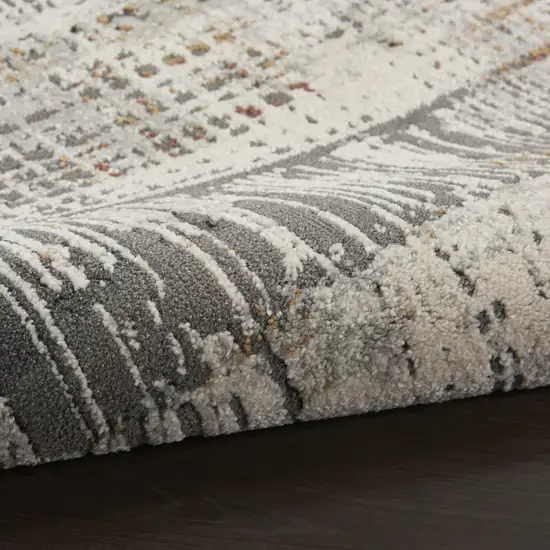 Ivory Gray and Golden Brown Abstract Area Rug Photo 9