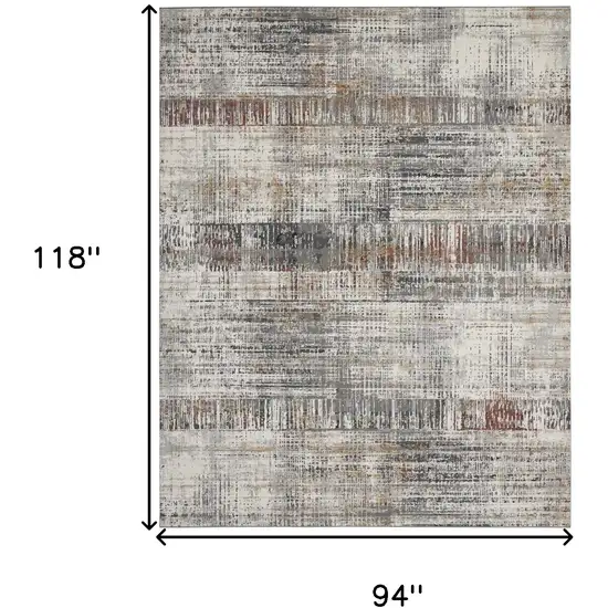 Ivory Gray and Golden Brown Abstract Area Rug Photo 3