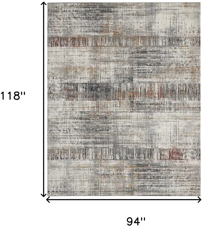 Ivory Gray and Golden Brown Abstract Area Rug Photo 3