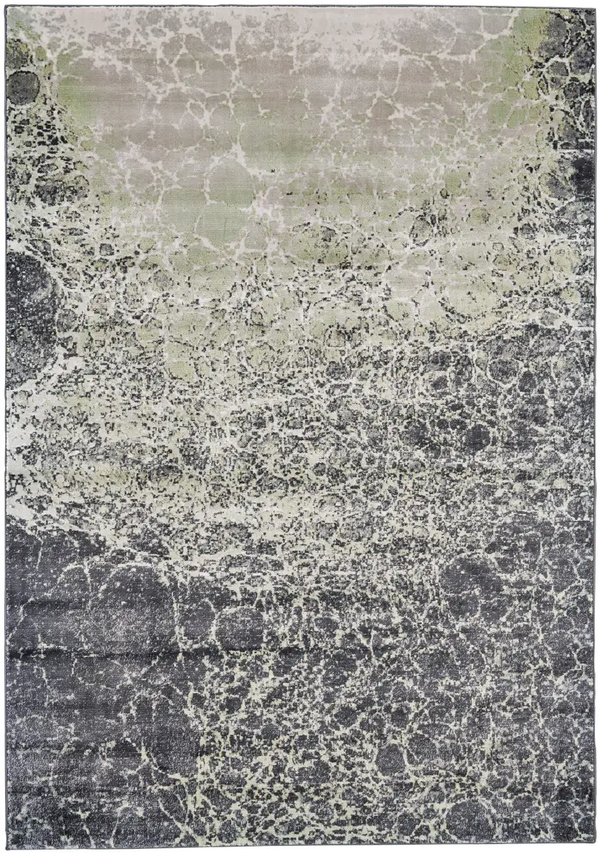 Ivory Gray and Green Abstract Power Loom Area Rug Photo 2