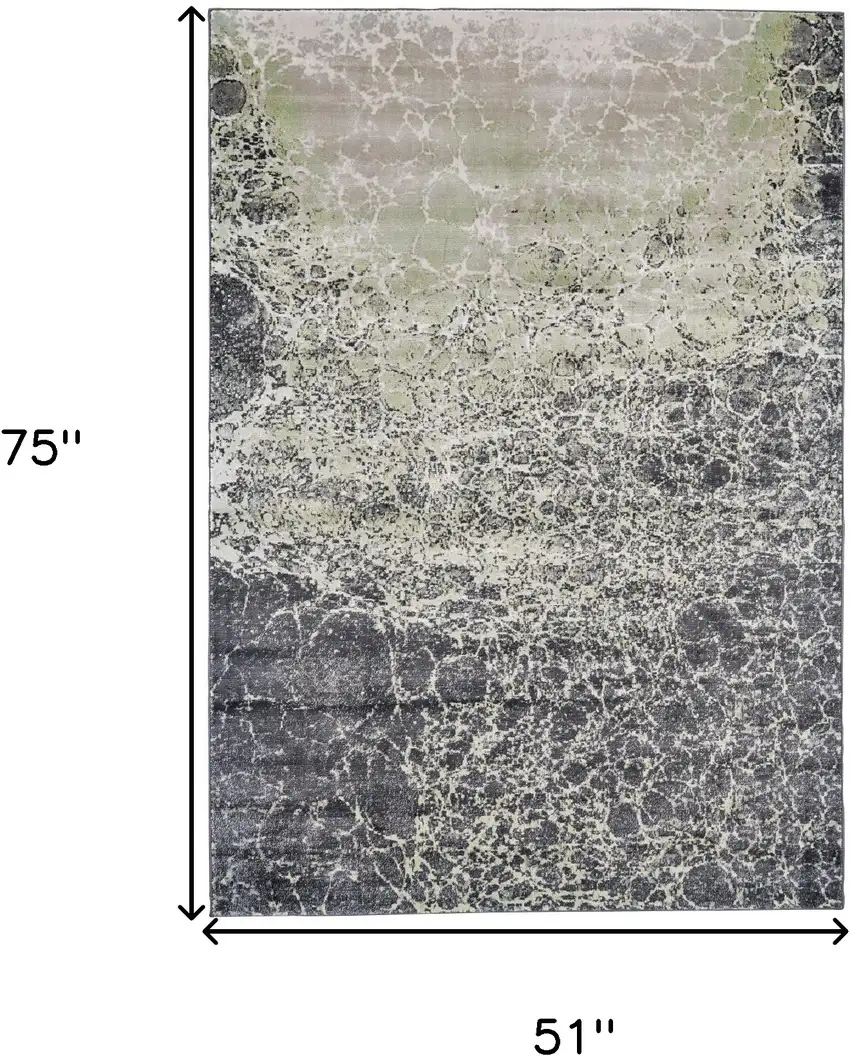 Ivory Gray and Green Abstract Power Loom Area Rug Photo 3