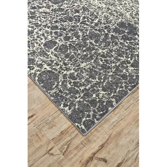 Ivory Gray and Green Abstract Power Loom Area Rug Photo 5