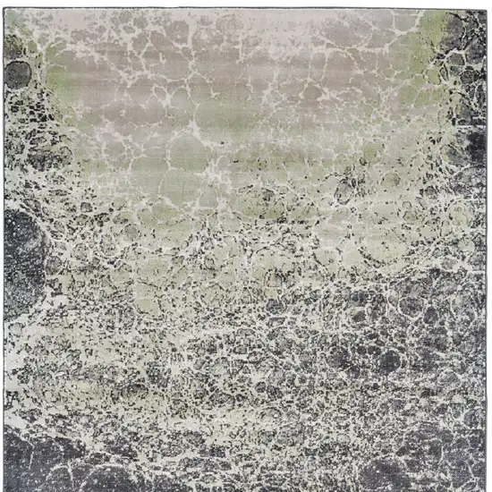 Ivory Gray and Green Abstract Power Loom Area Rug Photo 4