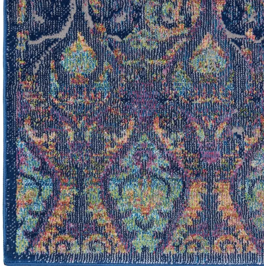 Ivory Gray and Orange Floral Distressed Non Skid Area Rug Photo 6