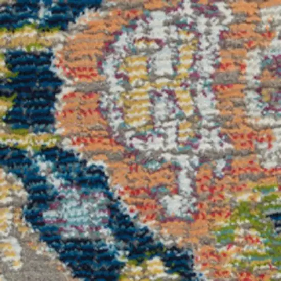 Ivory Gray and Orange Floral Distressed Non Skid Area Rug Photo 1