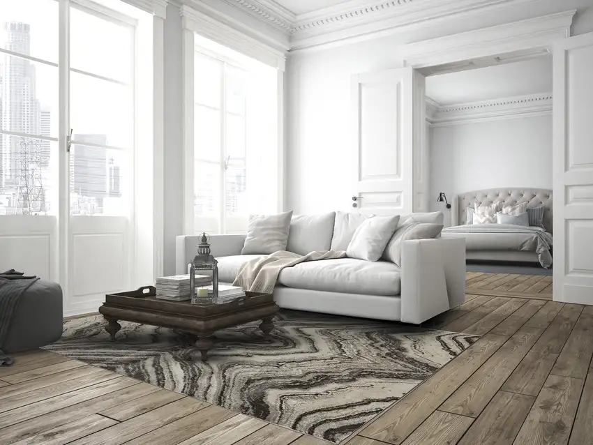 Ivory Gray and Tan Abstract Power Loom Area Rug Photo 8