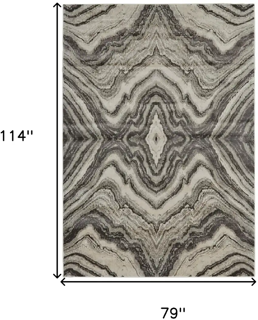 Ivory Gray and Tan Abstract Power Loom Area Rug Photo 3