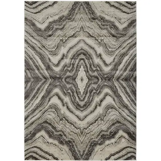 Ivory Gray and Tan Abstract Power Loom Area Rug Photo 5