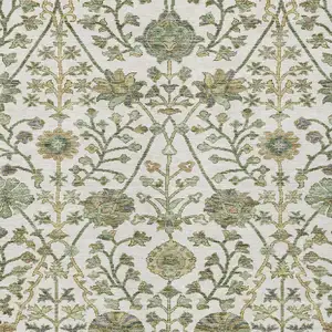 Photo of Ivory Green And Brown Floral Washable Indoor Outdoor Area Rug