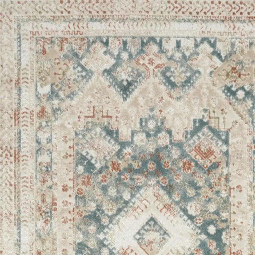 Ivory Green And Orange Oriental Non Skid Area Rug Photo 2