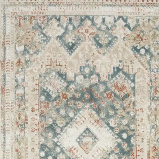 Ivory Green And Orange Oriental Non Skid Area Rug Photo 7