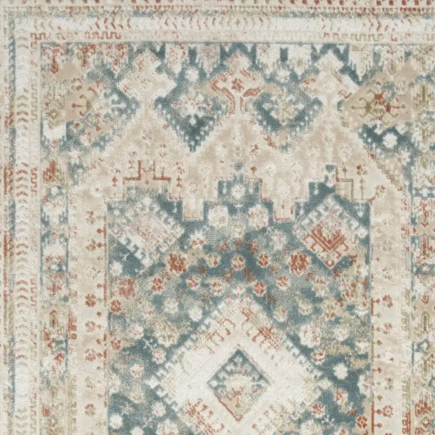 Ivory Green And Orange Oriental Non Skid Area Rug Photo 7