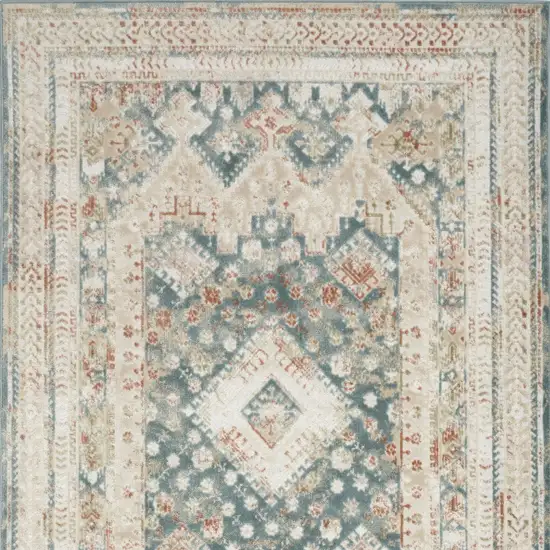 Ivory Green And Orange Oriental Non Skid Area Rug Photo 8