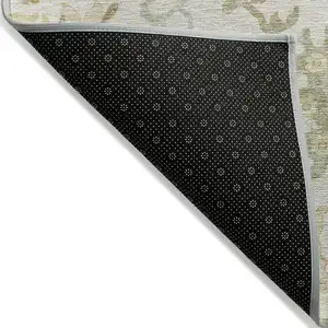 Photo of Ivory Green And Tan Floral Washable Indoor Outdoor Area Rug