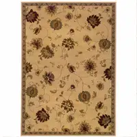 Photo of Ivory Green Brown Blue And Rust Floral Power Loom Stain Resistant Area Rug