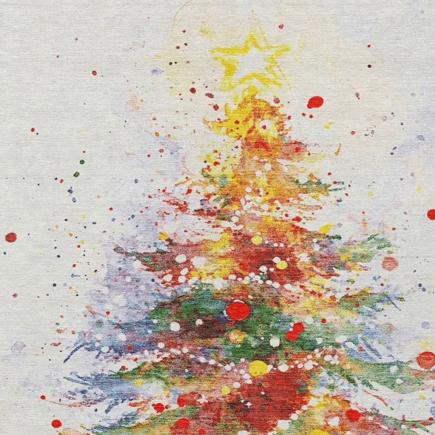 Ivory Green Purple Yellow And Blush Abstract Washable Indoor Outdoor Area Rug Photo 4