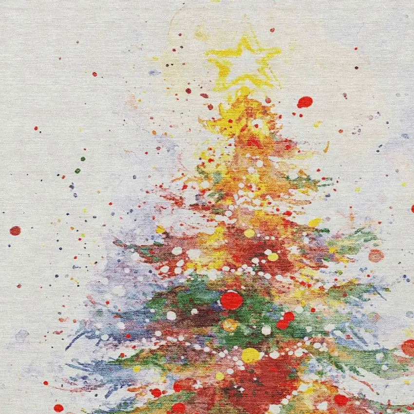 Ivory Green Purple Yellow And Blush Abstract Washable Indoor Outdoor Area Rug Photo 4