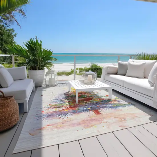 Ivory Green Purple Yellow And Blush Abstract Washable Indoor Outdoor Area Rug Photo 7