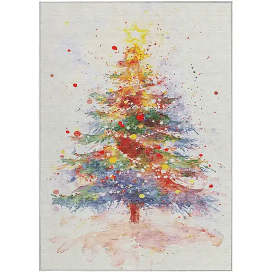 Ivory Green Purple Yellow And Blush Abstract Washable Indoor Outdoor Area Rug Photo 3