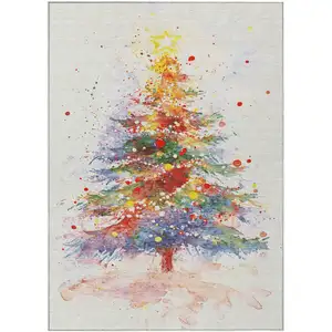 Photo of Ivory Green Purple Yellow And Blush Abstract Washable Indoor Outdoor Area Rug