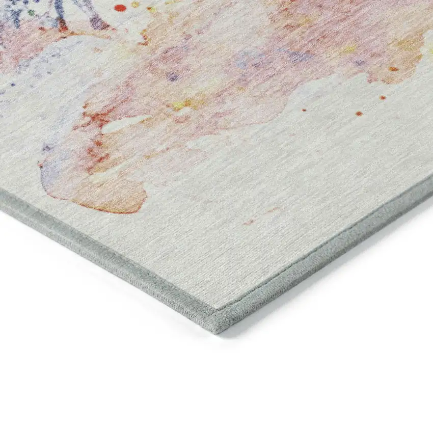 Ivory Green Purple Yellow And Blush Abstract Washable Indoor Outdoor Area Rug Photo 9
