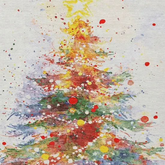 Ivory Green Purple Yellow And Blush Abstract Washable Indoor Outdoor Area Rug Photo 3