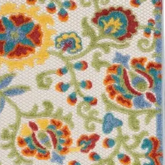 Ivory Green Yellow Floral Non Skid Indoor Outdoor Runner Rug Photo 3