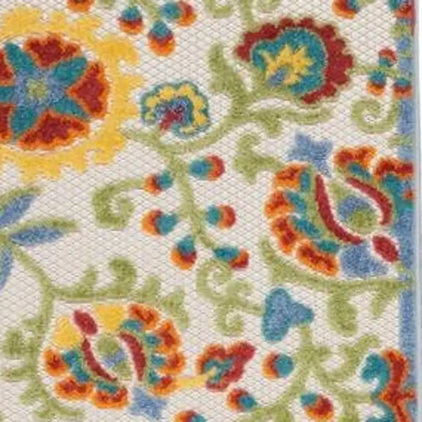 Ivory Green Yellow Floral Non Skid Indoor Outdoor Runner Rug Photo 3