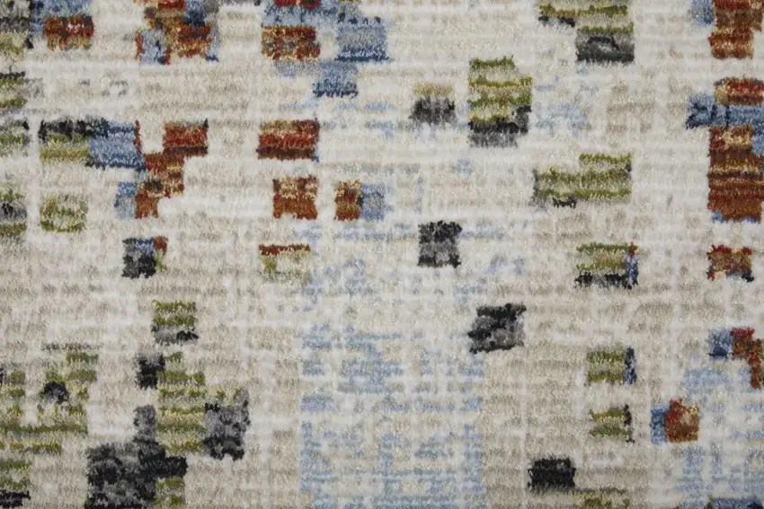 Ivory Green and Blue Abstract Power Loom Area Rug Photo 4