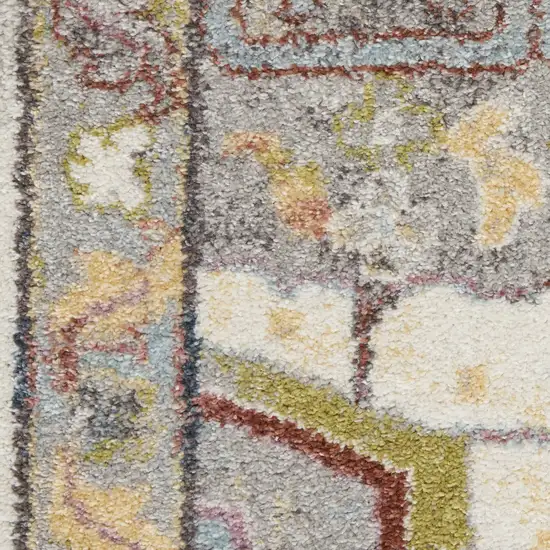 Ivory Green and Gray Floral Medallion Area Rug Photo 8
