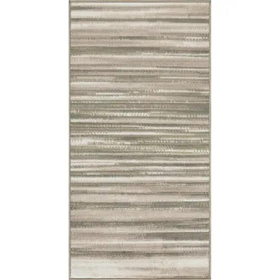 Ivory Green and Gray Striped Area Rug Photo 1