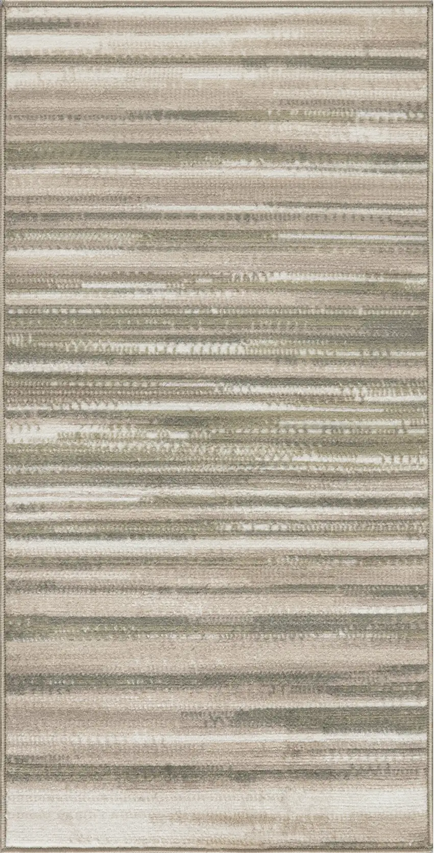 Ivory Green and Gray Striped Area Rug Photo 1