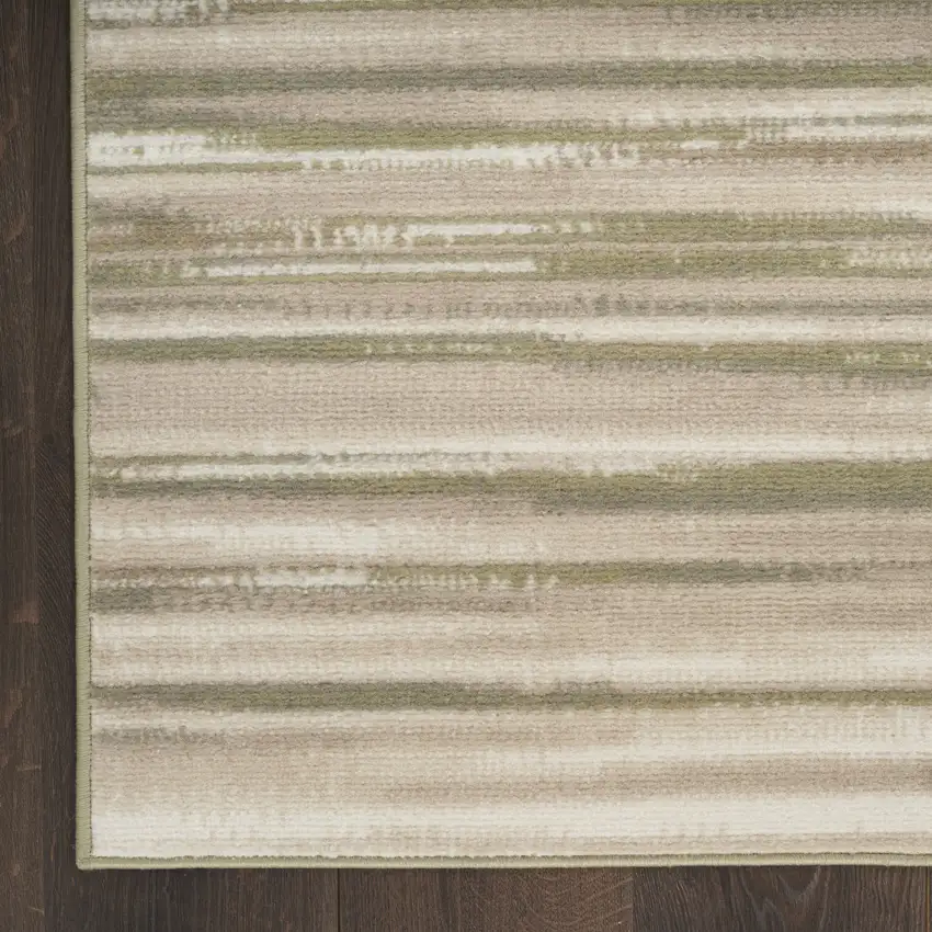 Ivory Green and Gray Striped Area Rug Photo 8