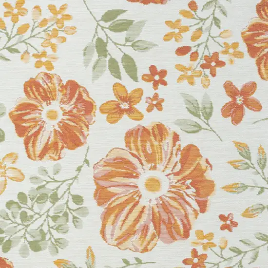 Ivory Green and Orange Floral Stain Resistant Indoor Outdoor Area Rug Photo 6