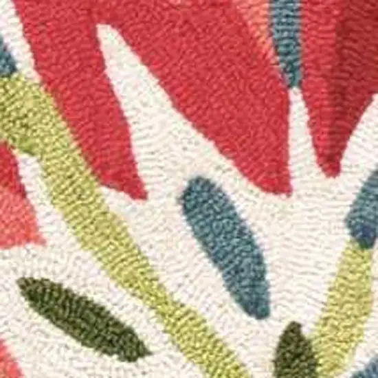 Ivory Green and Red Floral Hand Carved Handmade Area Rug Photo 4