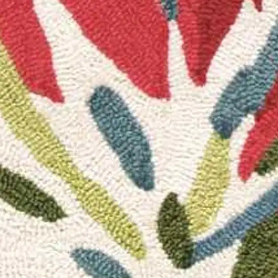 Ivory Green and Red Floral Hand Carved Handmade Area Rug Photo 6