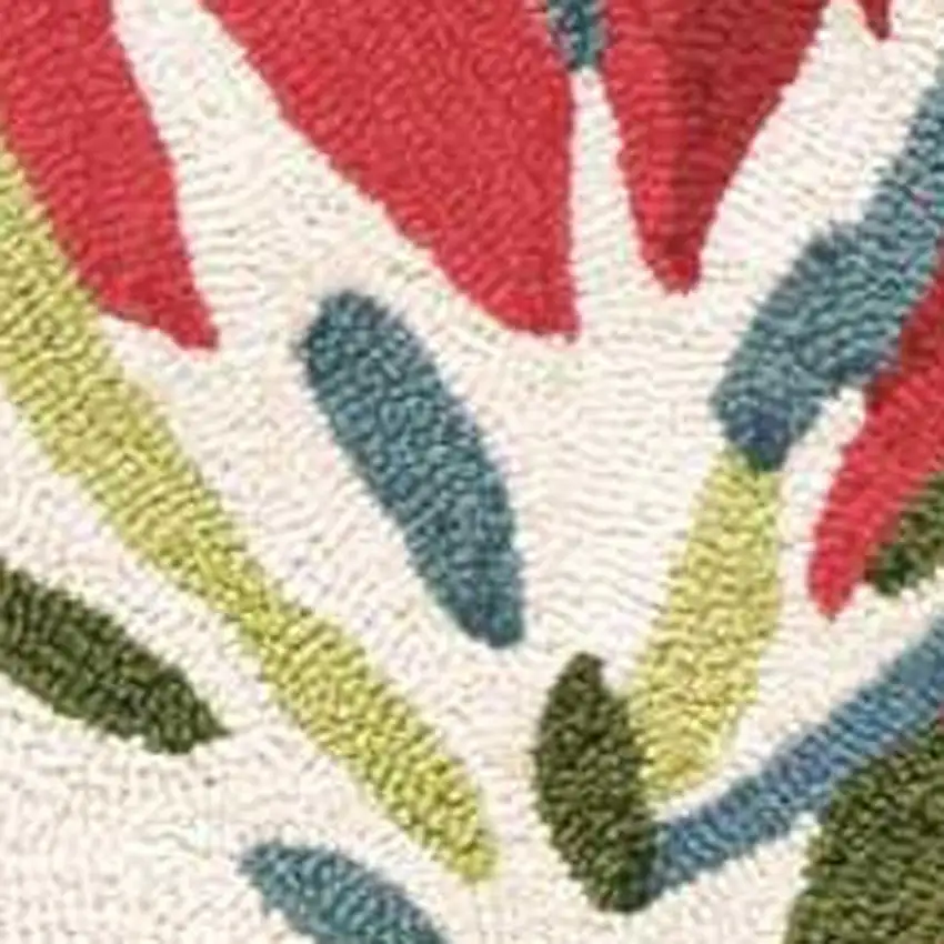 Ivory Green and Red Floral Hand Carved Handmade Area Rug Photo 6