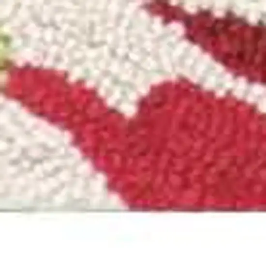 Ivory Green and Red Floral Hand Carved Handmade Area Rug Photo 7