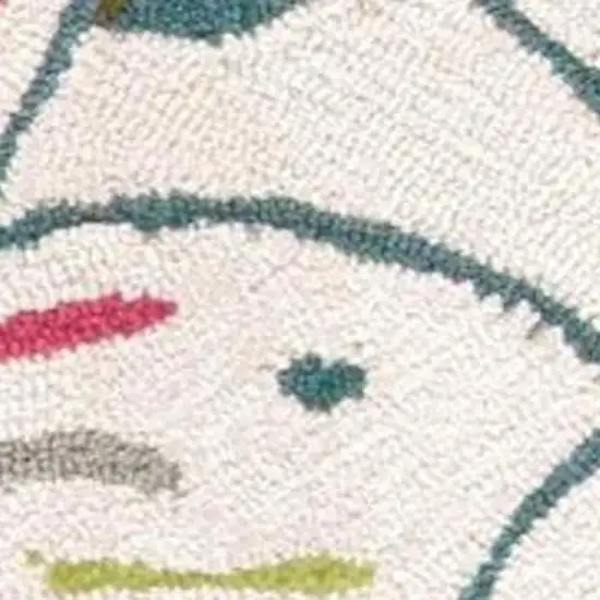 Ivory Green and Red Floral Hand Carved Handmade Area Rug Photo 4